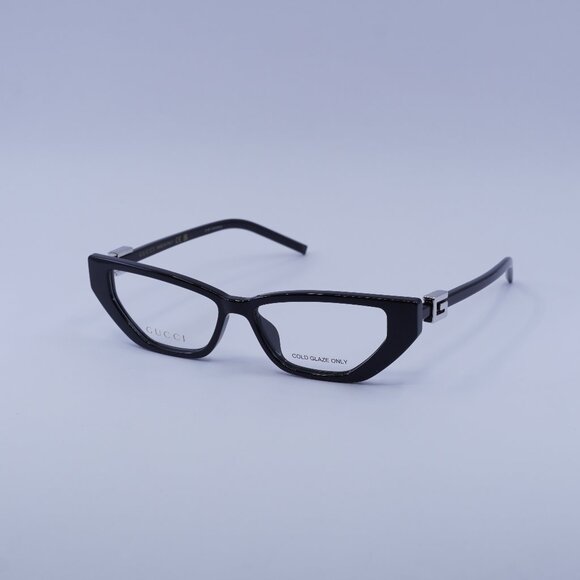 Gucci GG1683O 001 Eyeglasses Shiny Black 53mm Cat Eye Frame - Picture 1 of 9